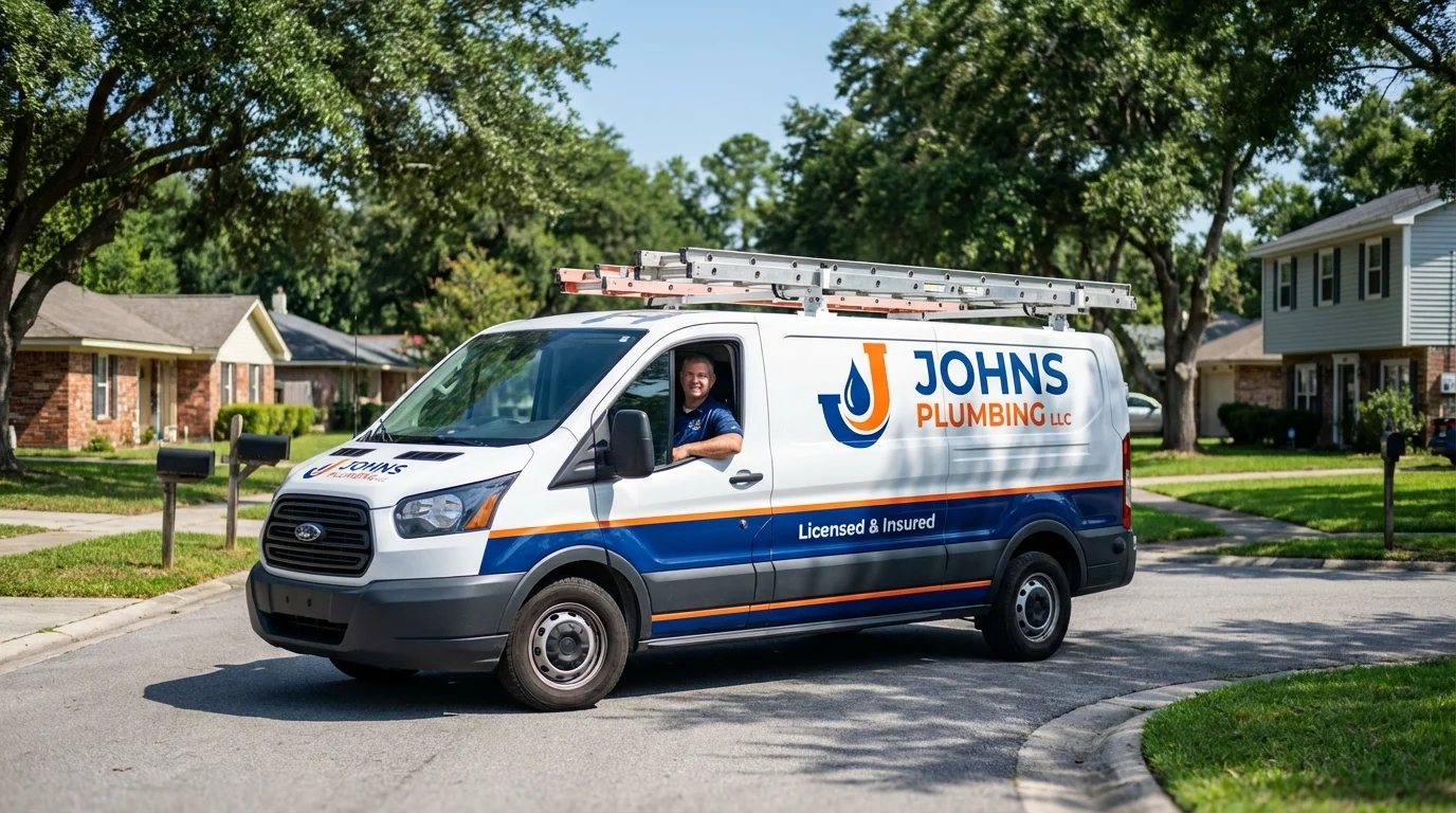 Johns Plumbing LLC service van in Newburgh, NY