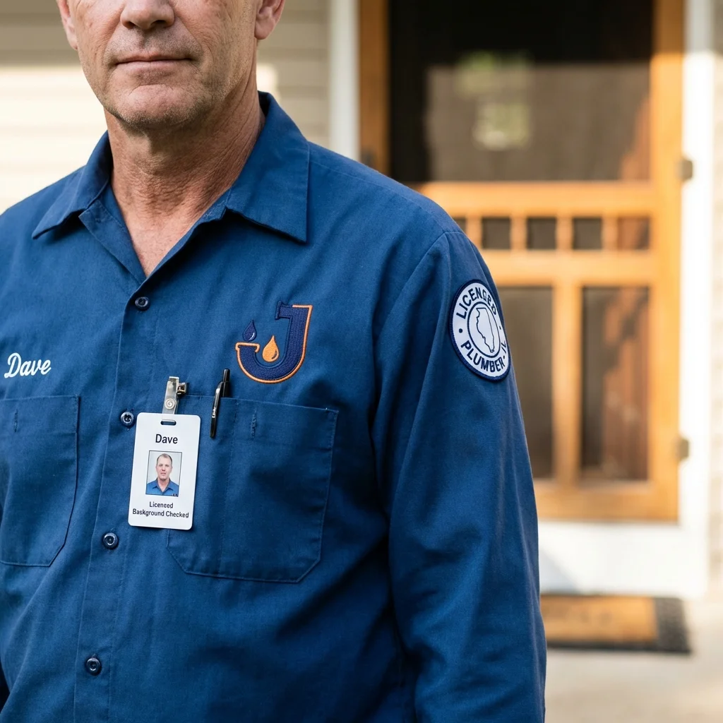 Licensed plumber showing ID badge in Newburgh, NY