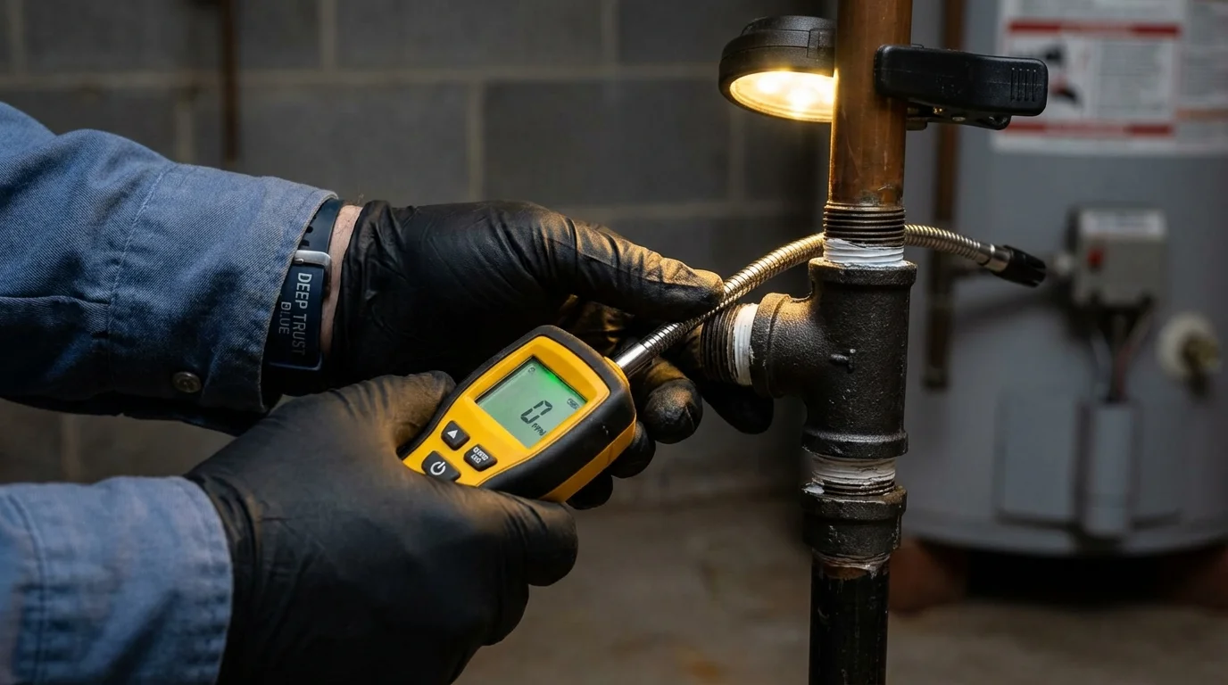 Gas leak detection with electronic sniffer by Johns Plumbing LLC in Newburgh