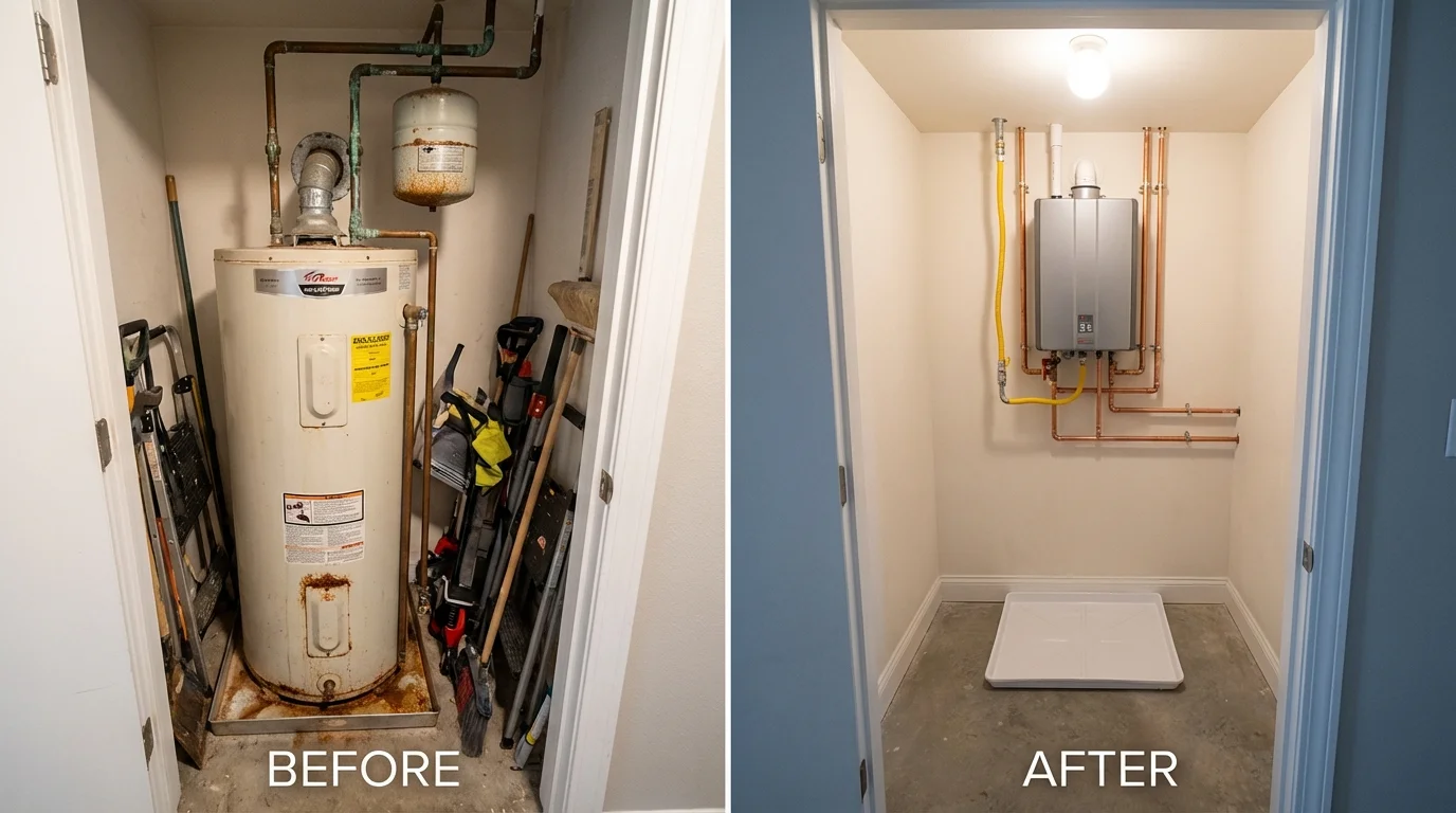 Tank water heater versus wall-mounted tankless unit comparison for Newburgh, NY homeowners